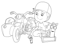 A coloring page of handy manny